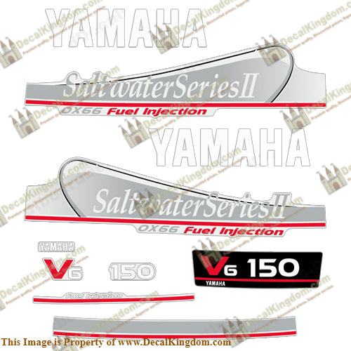 Yamaha 150hp OX66 Decals - Silver