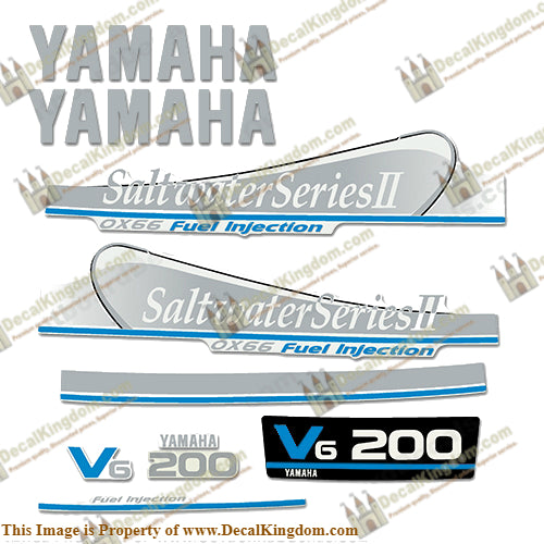 Yamaha 200hp OX66 Decals - Silver/Blue