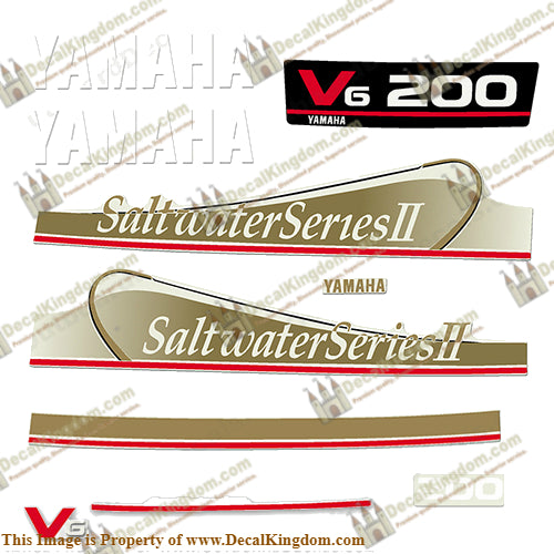 Yamaha 200hp Saltwater Series II Decals - Gold