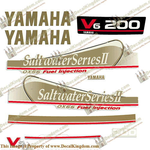 Yamaha 200hp Saltwater Series II OX66 Fuel Injection Decals - Gold
