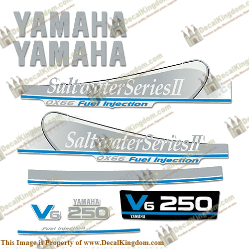 Yamaha 250hp OX66 Decals - Silver/Blue