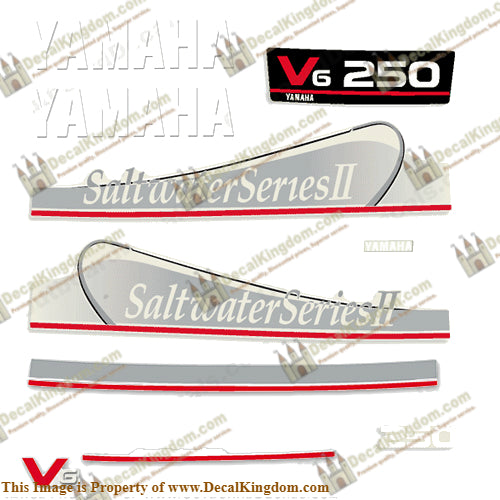 Yamaha 250hp Saltwater Series II Decals - Silver